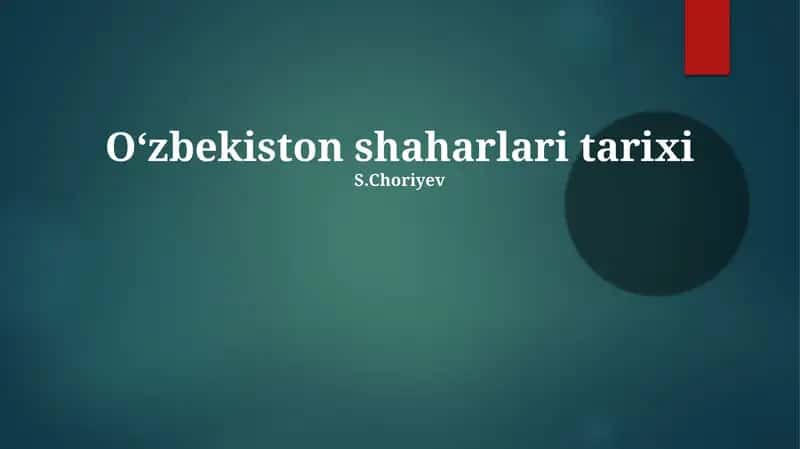 Oʻzbekiston shaharlari tarixi 1