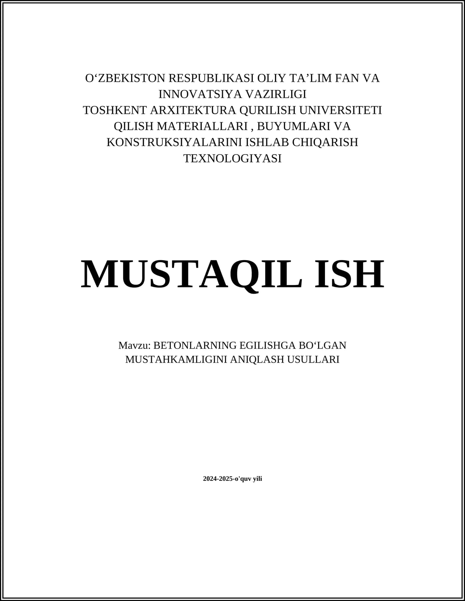 BETONLARNING EGILISHGA BOʻLGAN MUSTAHKAMLIGINI ANIQLASH USULLARI 1