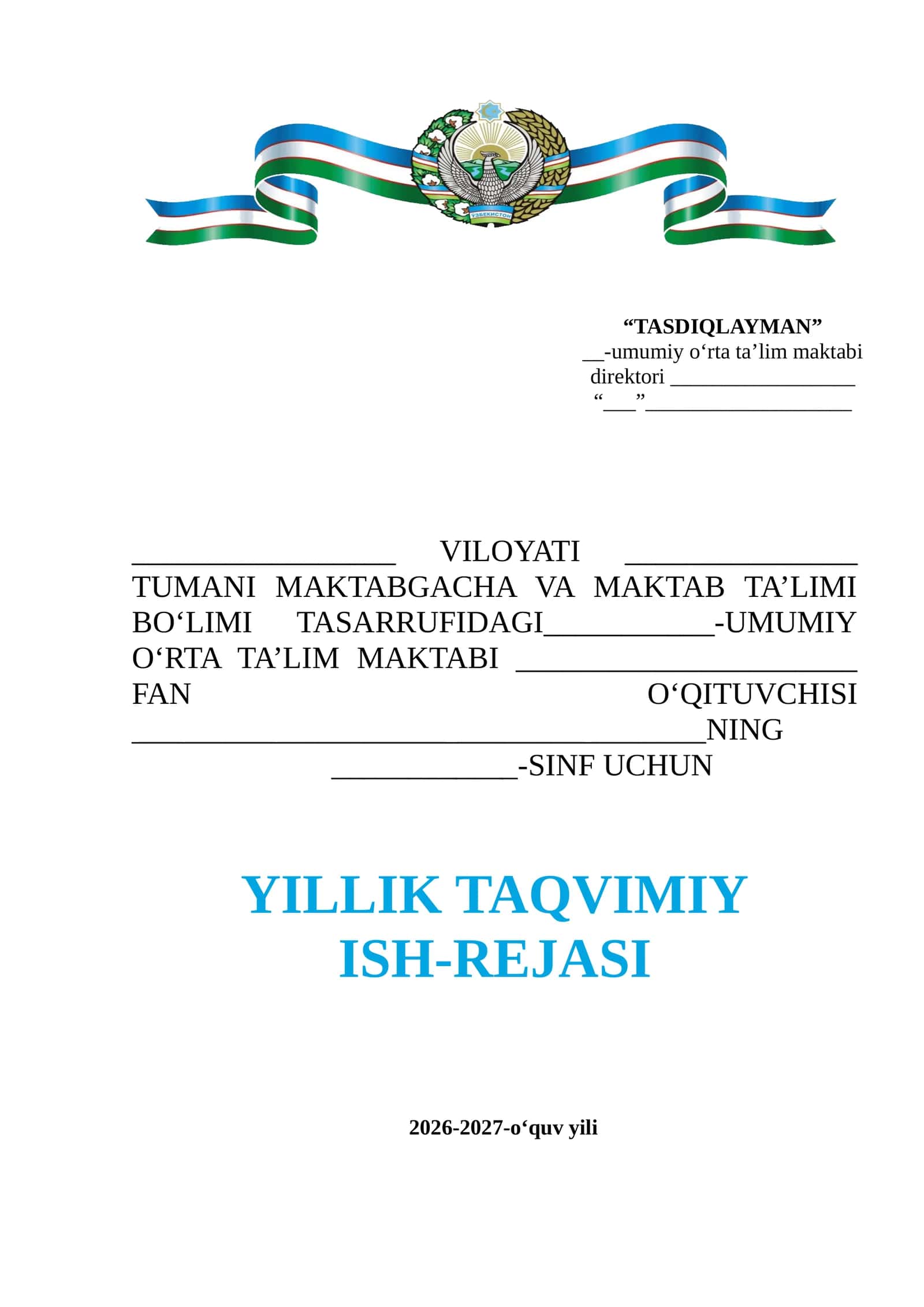 Taqvim ish reja yuzi 1