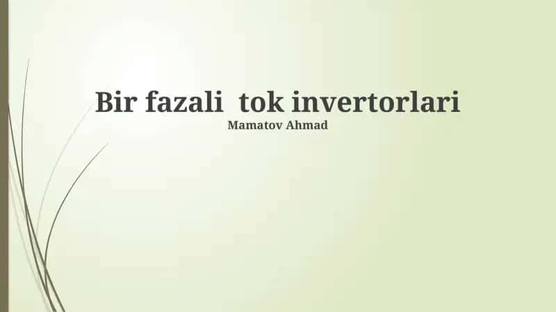 Bir Fazali AC Invertirlar 1