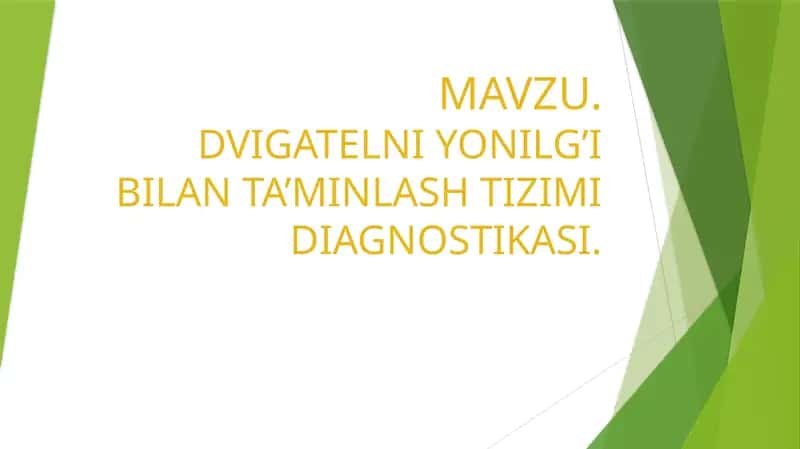 Dvigatelni yonilg'i bilan ta'minlash tizimi haqida. 1