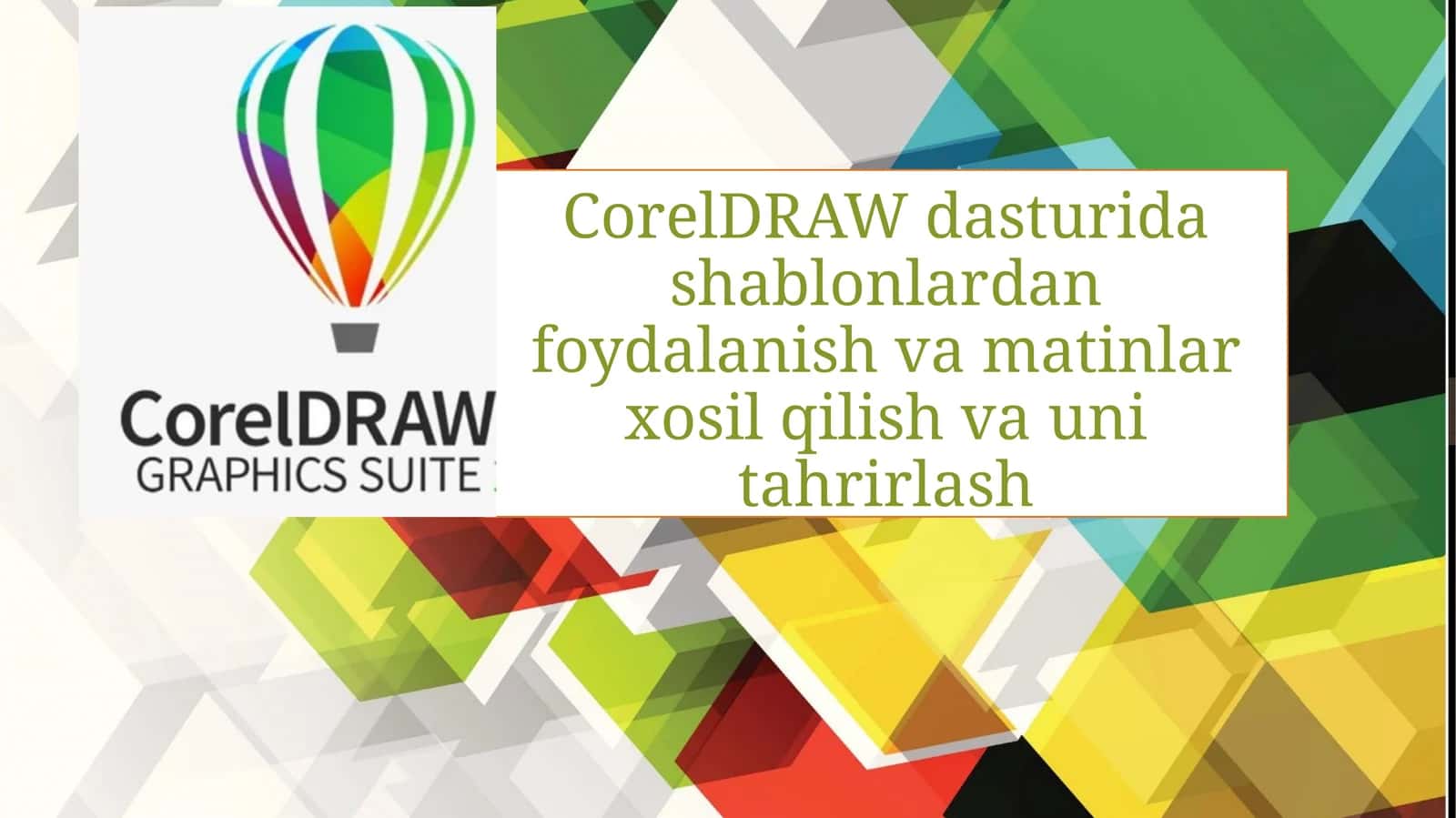 CorelDRAW dasturida matnlar bilan ishlash 1