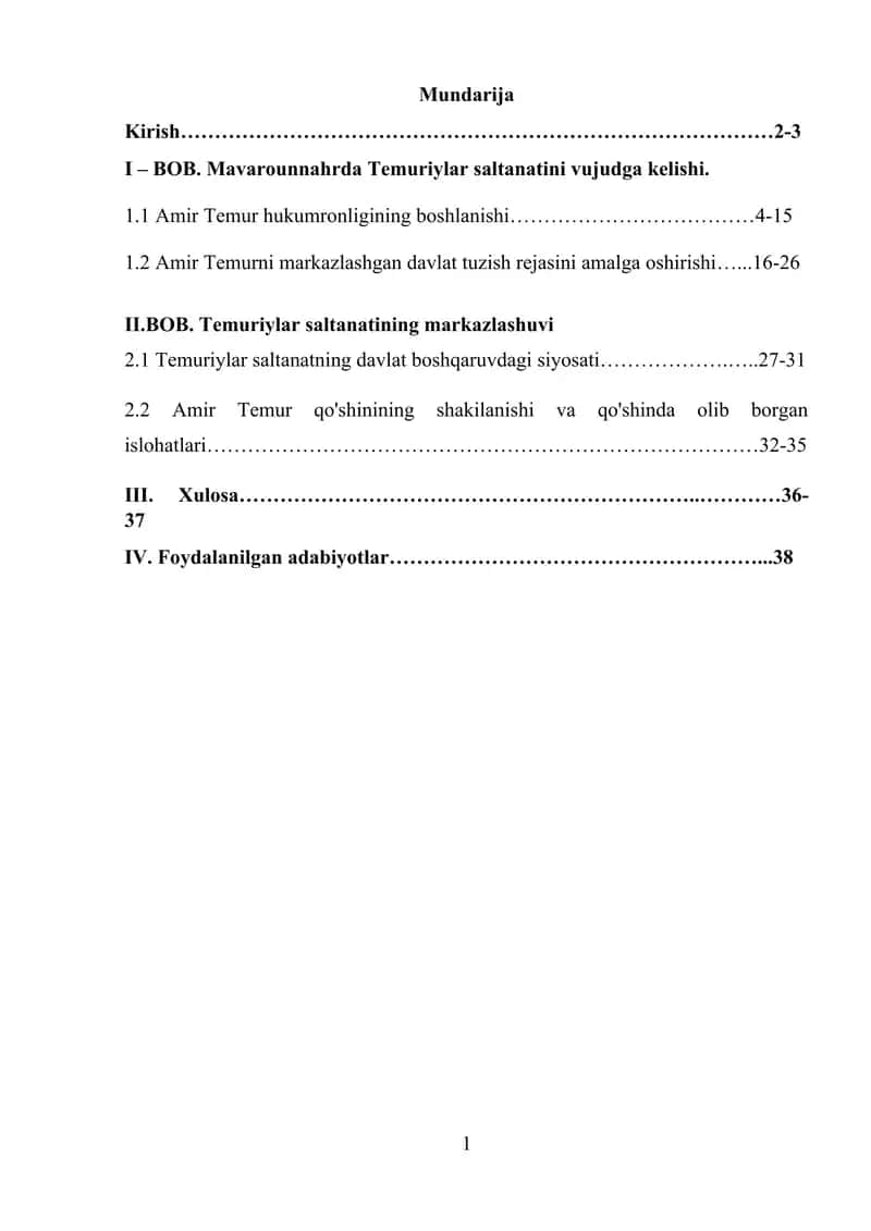 Temuriylar saltanati tarixi 1