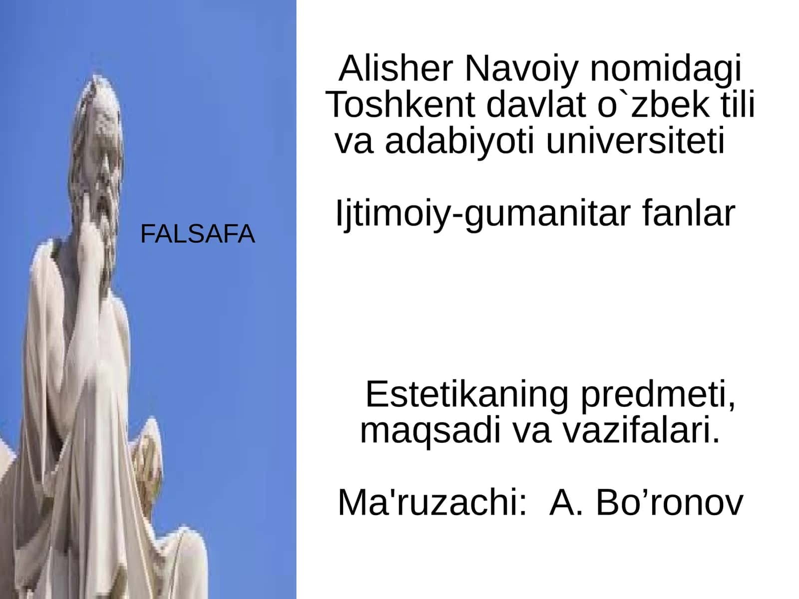 Estetikaning predmeti, maqsadi va vazifalari 1