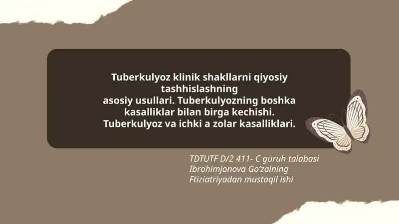 Tuberkulyoz klinik shakllarni qiyosiy tashhislashning 1