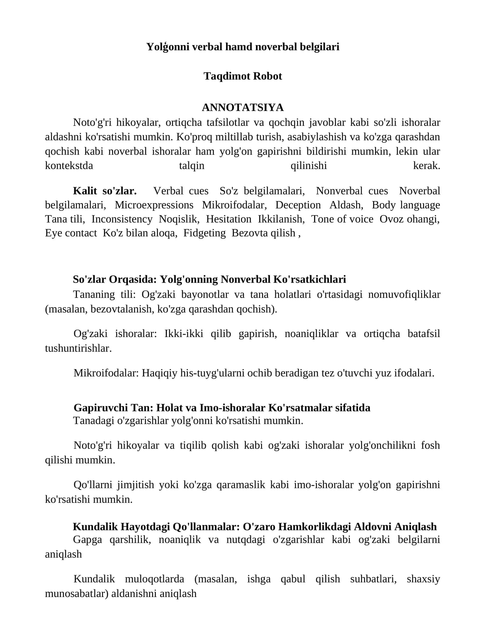 Yolģonni verbal hamd noverbal belgilari 1