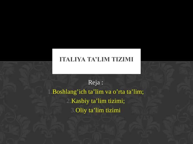 Italiya ta’lim tizimi 1
