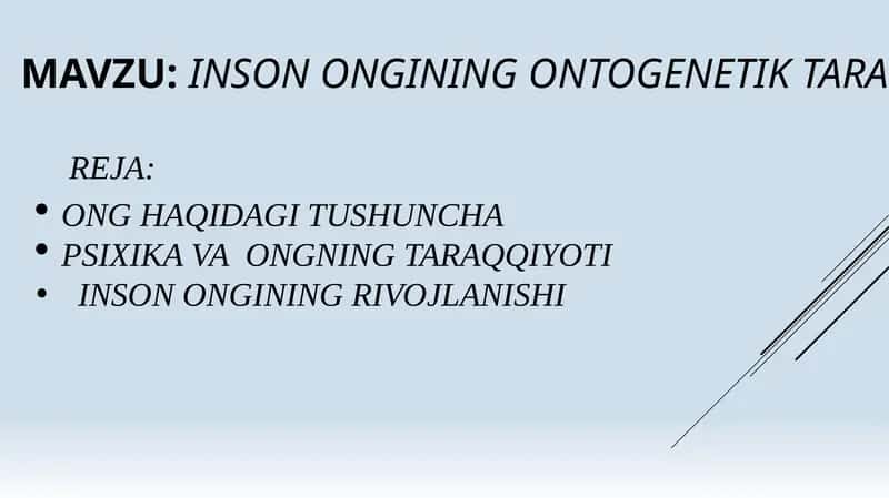 INSON ONGINING ONTOGENETIK TARAQQIYOTI 1