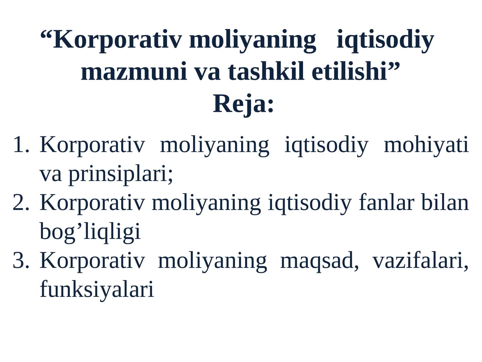 Korporativ moliyaning iqtisodiy mazmuniva tashkil etilishi 1