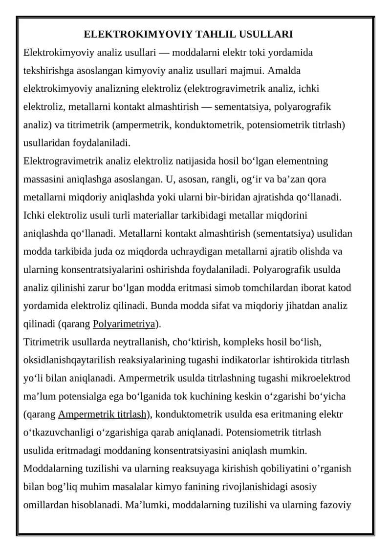 Elektrokimyoviy Tahlil Usullari 1
