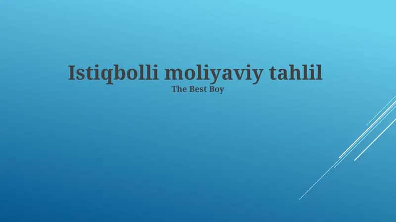 Istiqbolli moliyaviy tahlil 1