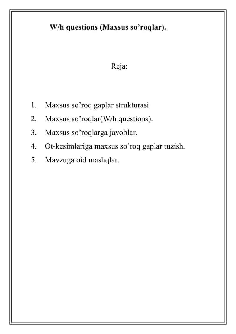 Maxsus so’roqlar 1