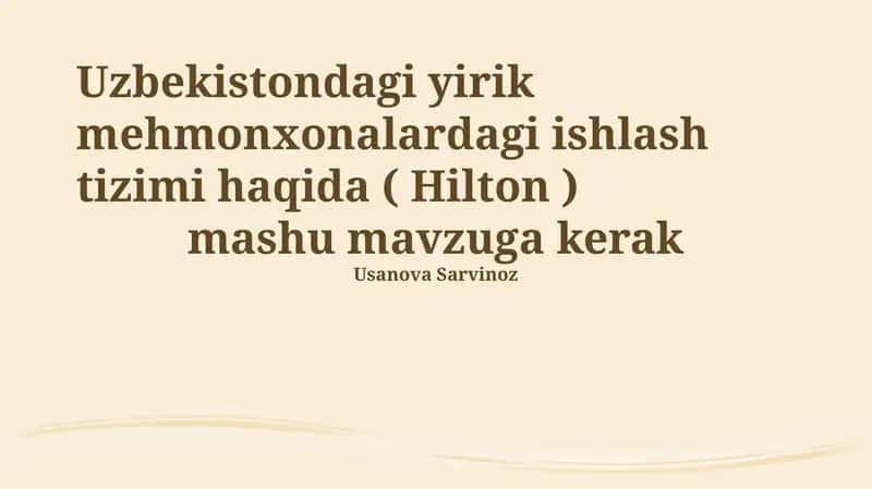 Mehnatni tashkil etish tizimi 1
