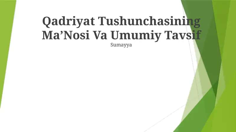 Qadriyat Tushunchasining MaʼNosi Va Umumiy Tavsif 1
