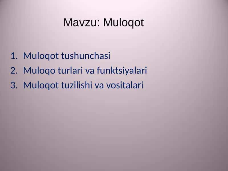 Muloqot 1