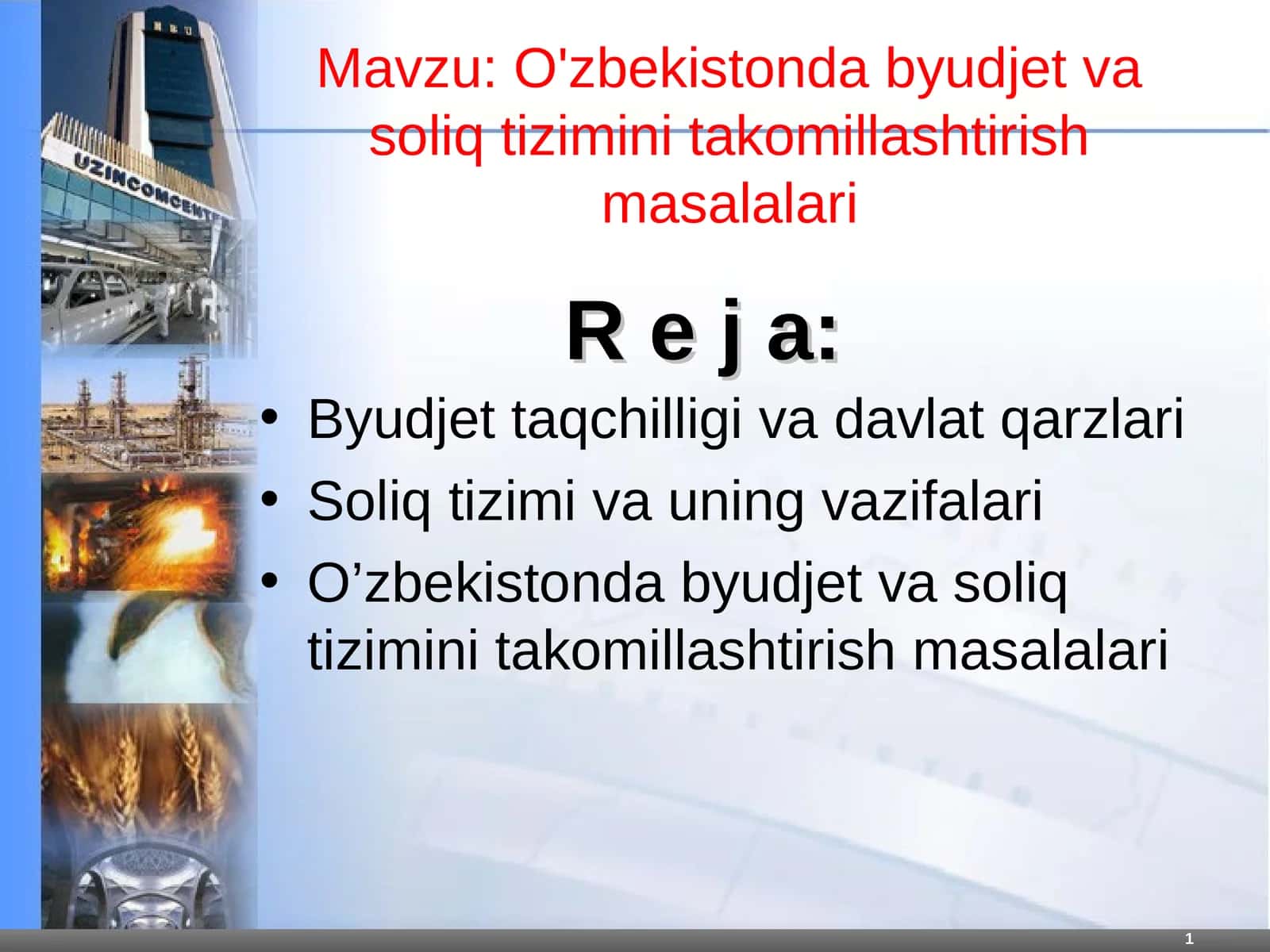 O'zbekistonda byudjet va soliq tizimini takomillashtirish masalalari 1