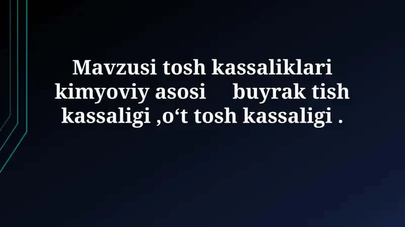 Buyrak toshi kasalligining kimyoviy asoslari 1