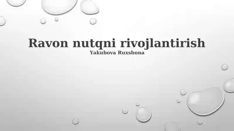 Ravon nutqni rivojlantirish