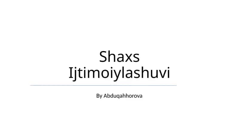 Shaxs Ijtimoiylashuvi 1