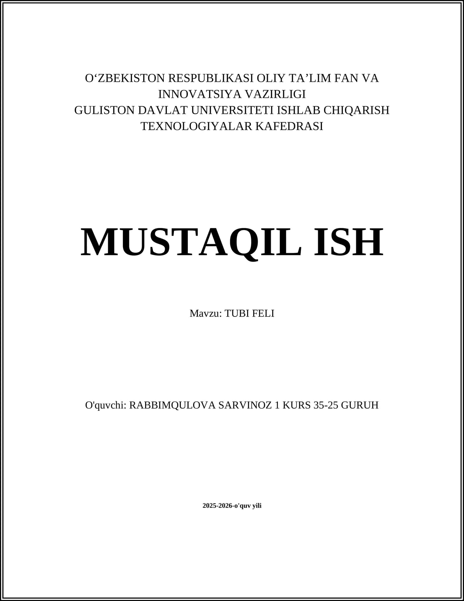 Tubi Feli 1