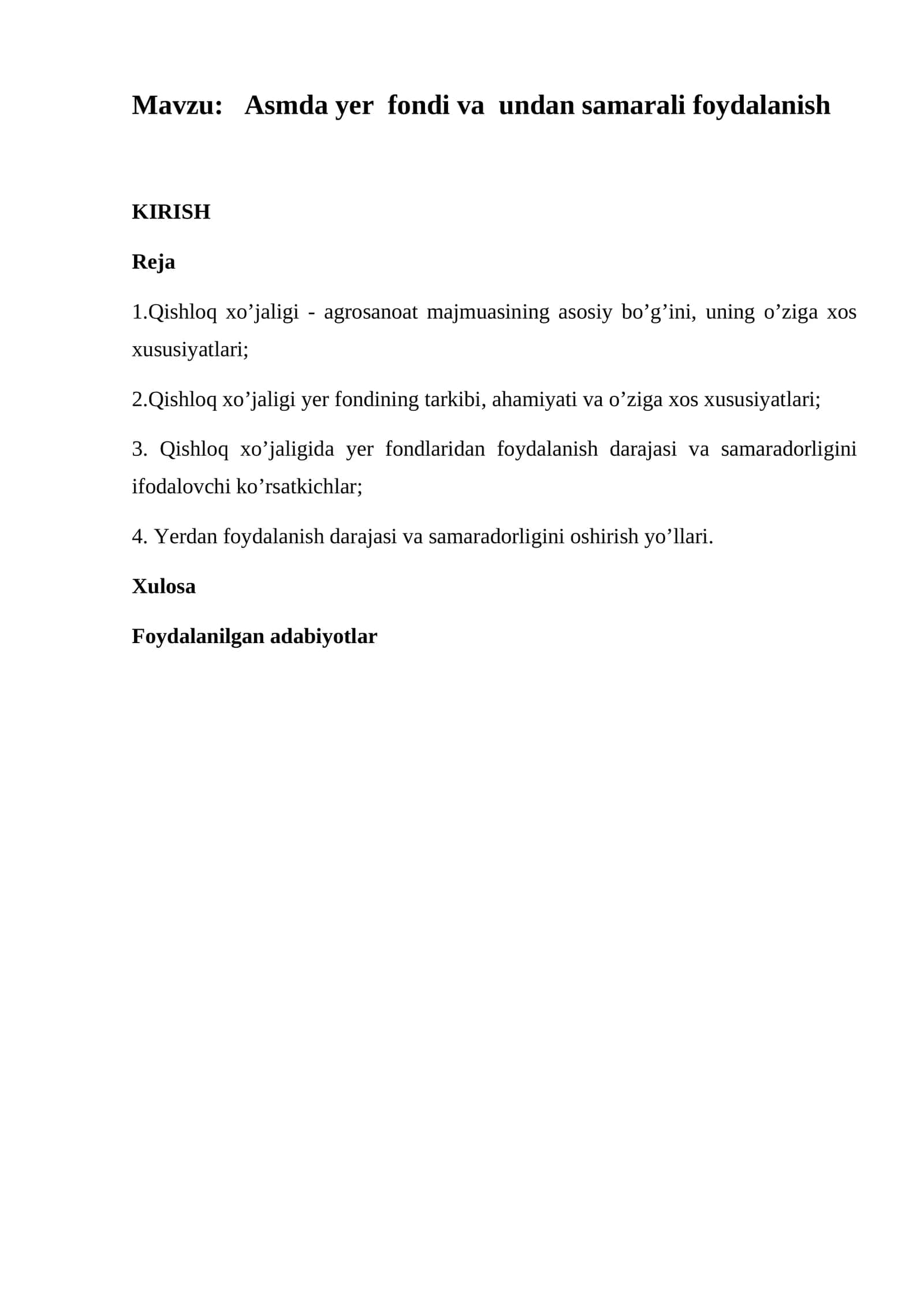 Asmda yer fondi va undan samarali foydalanish 1