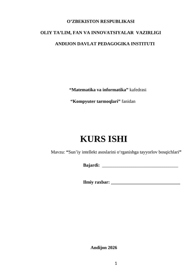 Sun’iy intellekt asoslarini o‘rganishga tayyorlov bosqichlari 1
