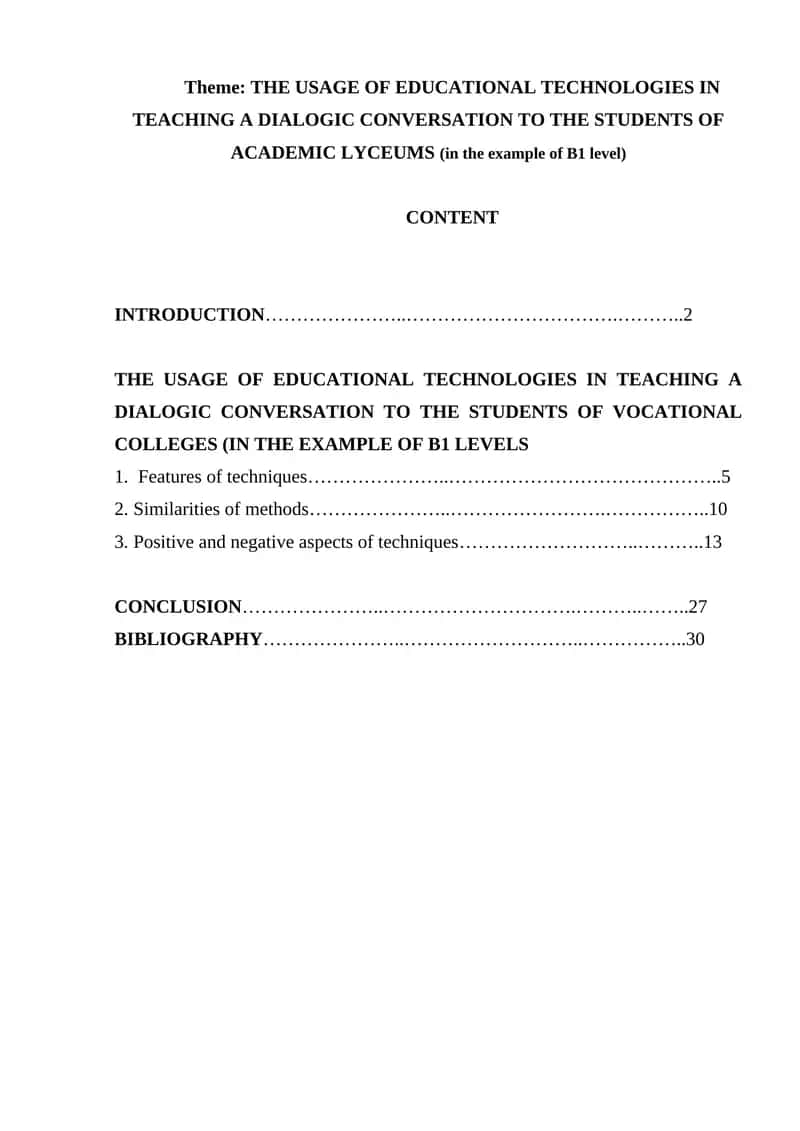 THE USAGE OF EDUCATIONAL TECHNOLOGIES IN TEACHING A DIALOGIC CONVERSATION TO THE STUDENTS OF ACADEMIC LYCEUMS 1
