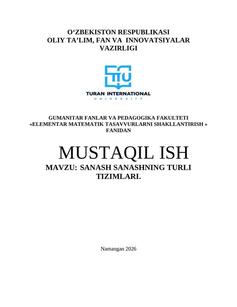 Sanash Sanashning Turli Tizimlari 1