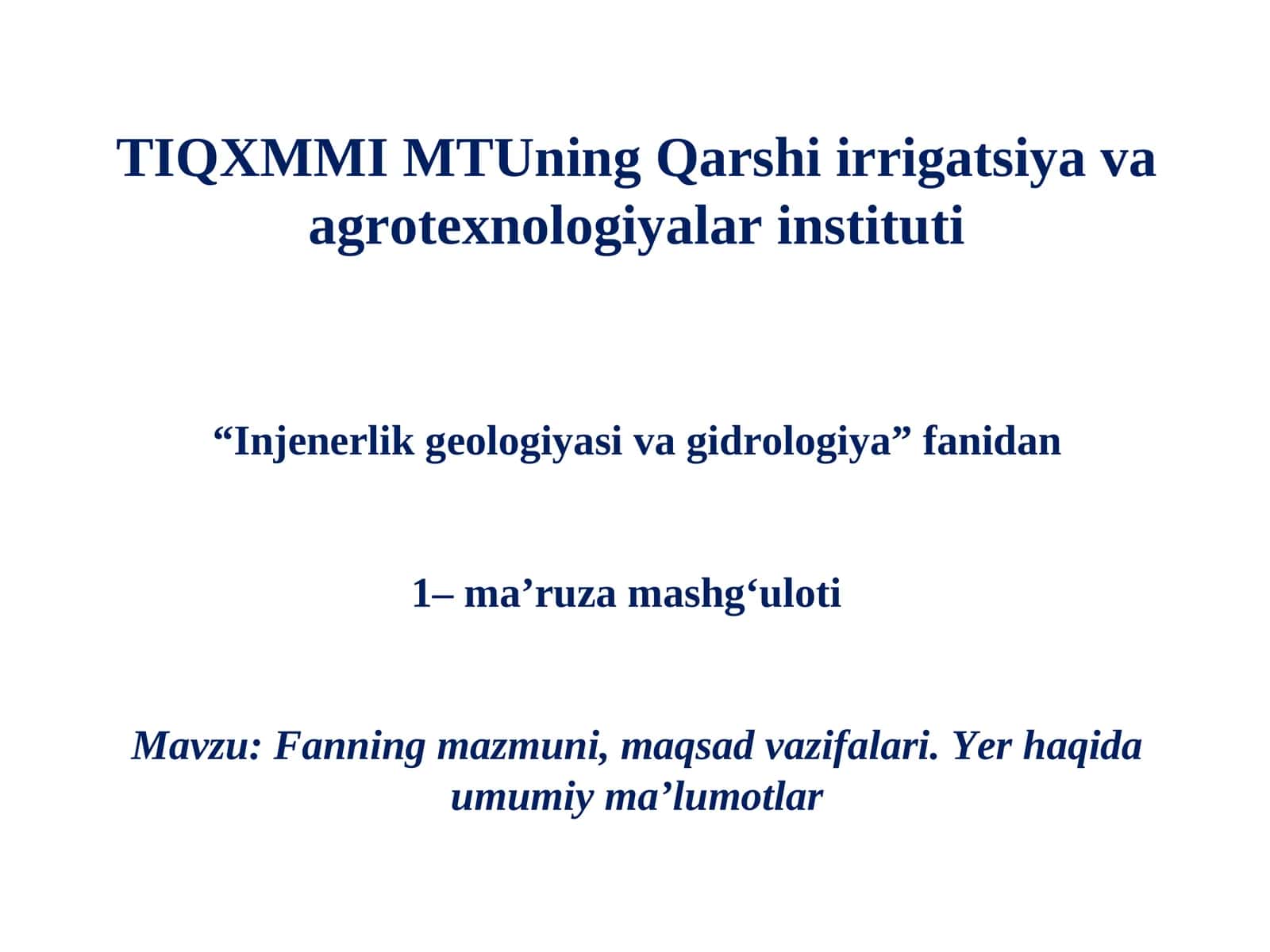 TIQXMMI MTUning Qarshi irrigatsiya va agrotexnologiyalar instituti 1