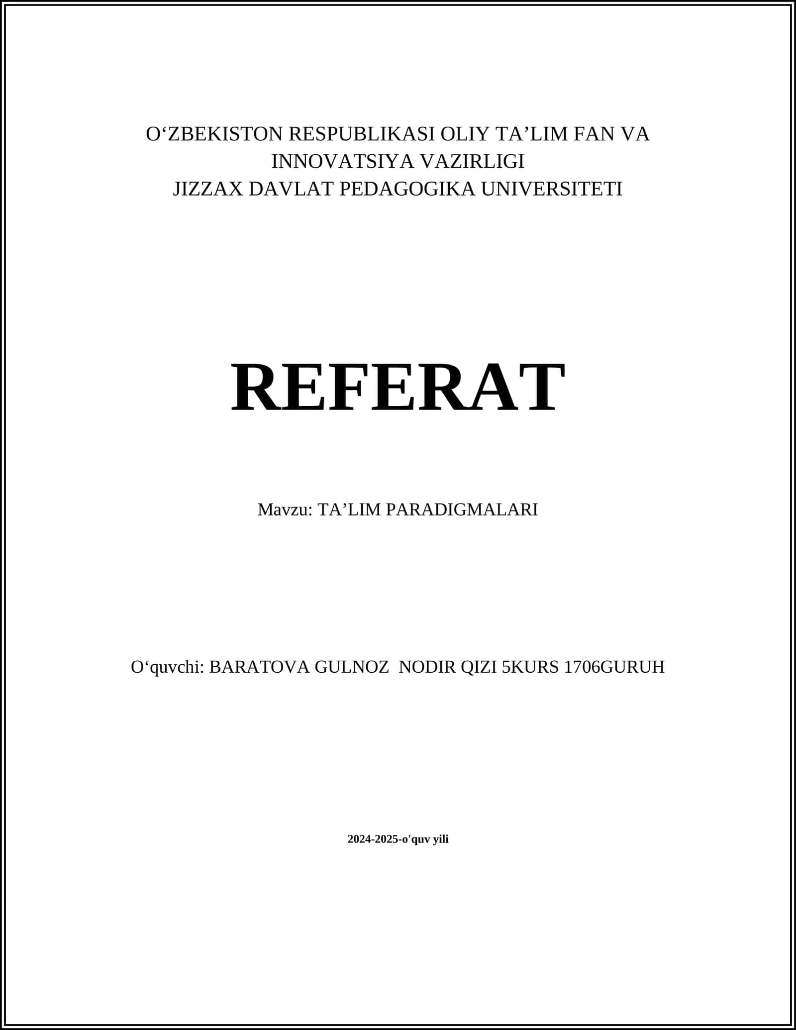 TAʼLIM PARADIGMALARI 1