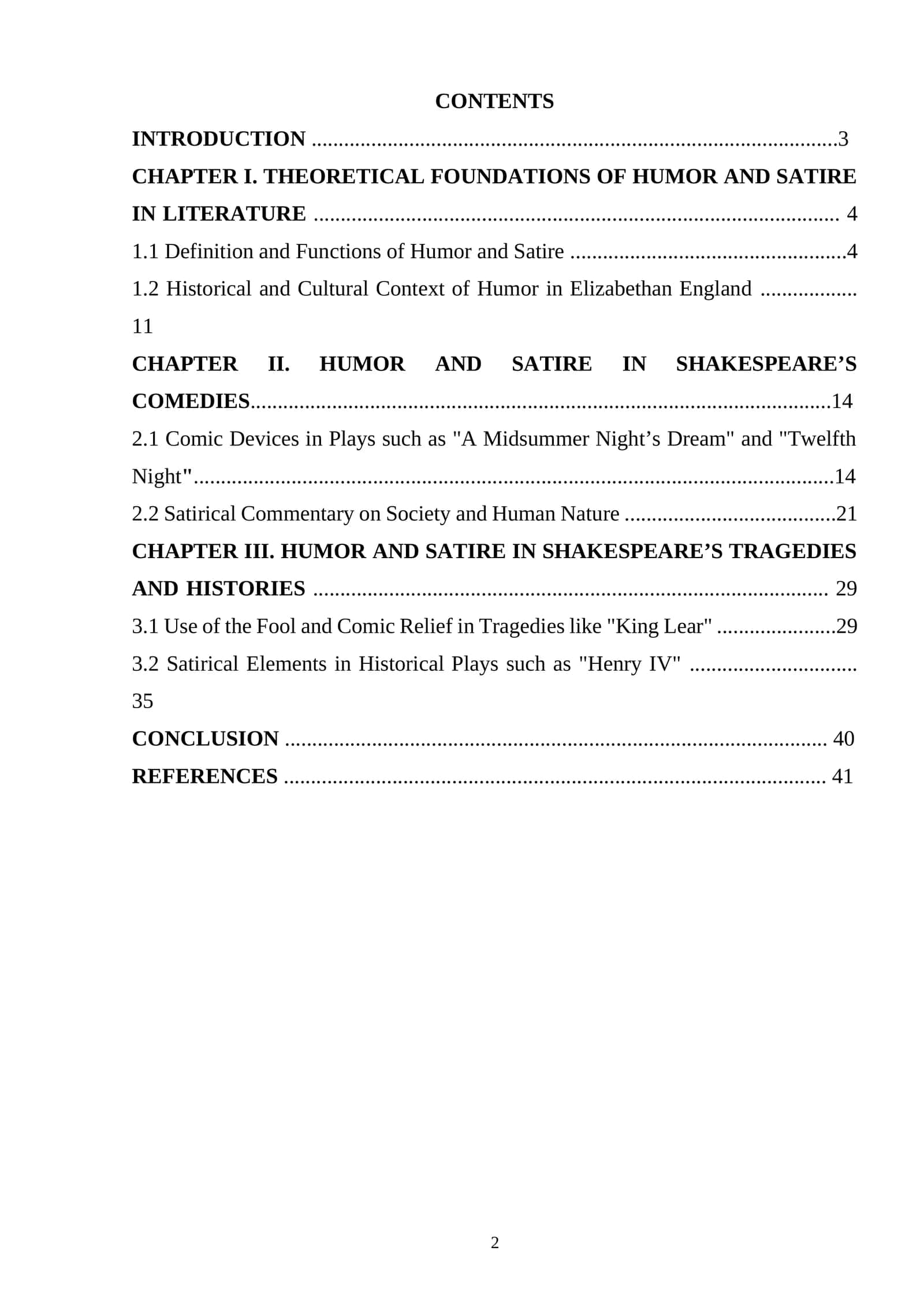HUMOR AND SATIRE IN SHAKESPEARE'S WORKS 1