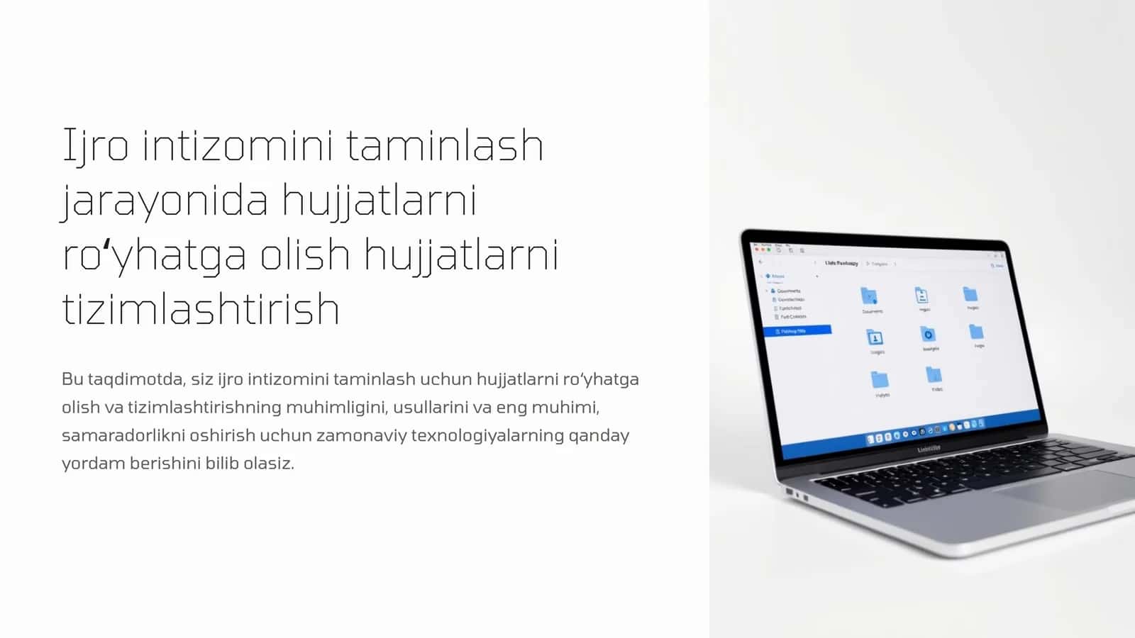 Ijro intizomini taminlash jarayonida hujjatlarni roʻyhatga olish va tizimlashtirish 1