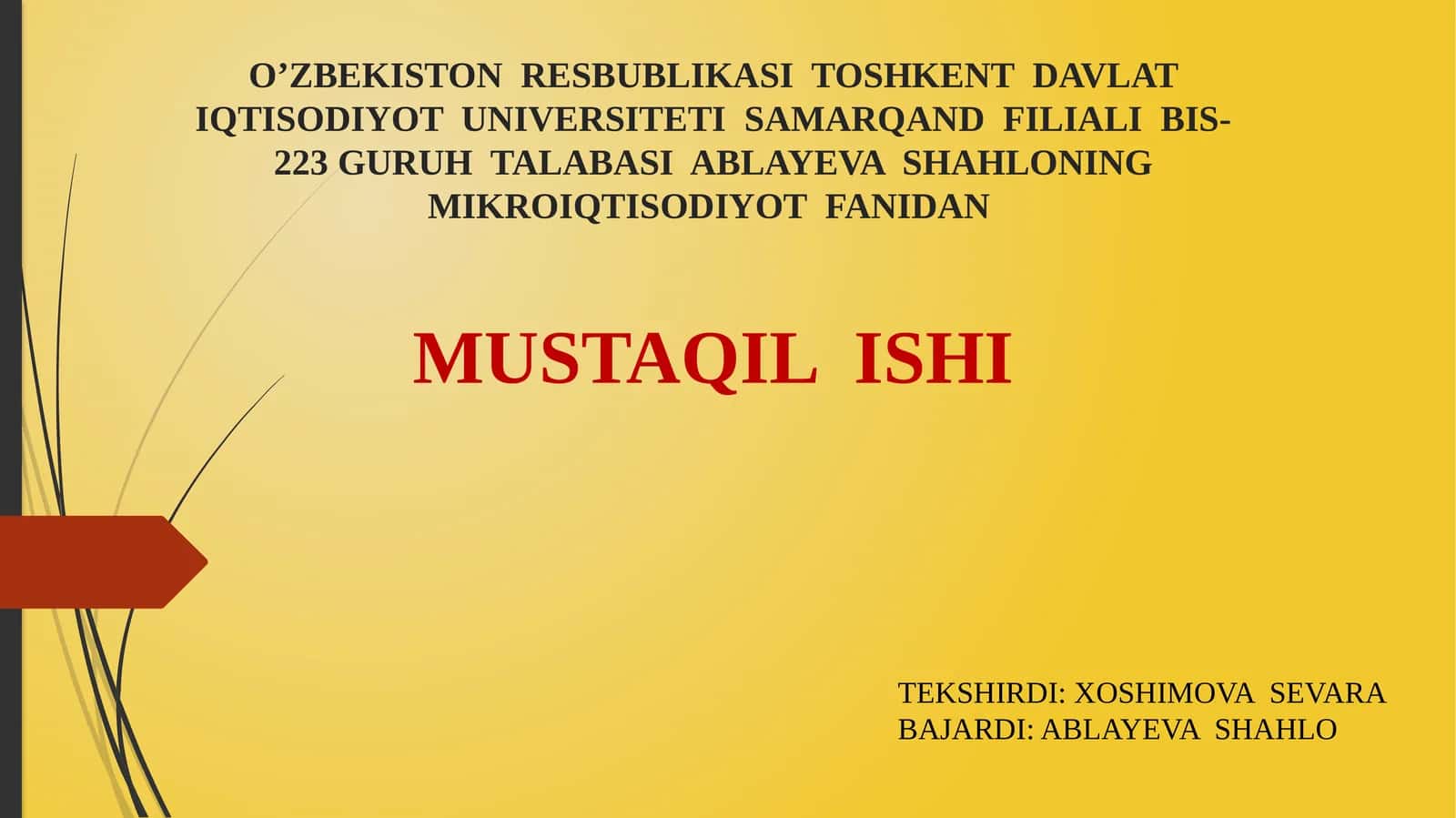 MIKROIQTISODIYOT FANIDAN MUSTAQIL ISHI 1