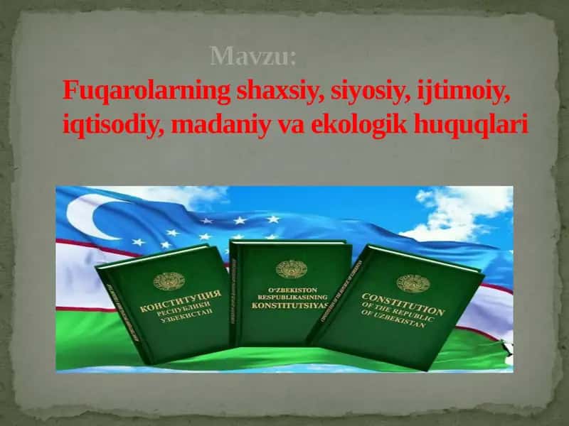 Fuqarolarning shaxsiy, siyosiy, ijtimoiy, iqtisodiy, madaniy va ekologik huquqlari 1