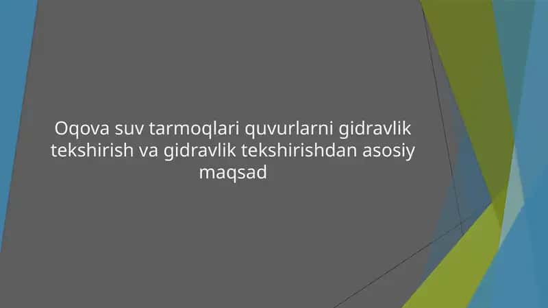 Oqovasuvtarmoqlari quvurlarni gidravlik tekshirish va gidravlik tekshirish danasosi 1