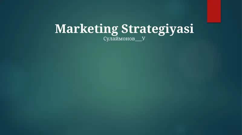 Marketing Strategiyasi 1
