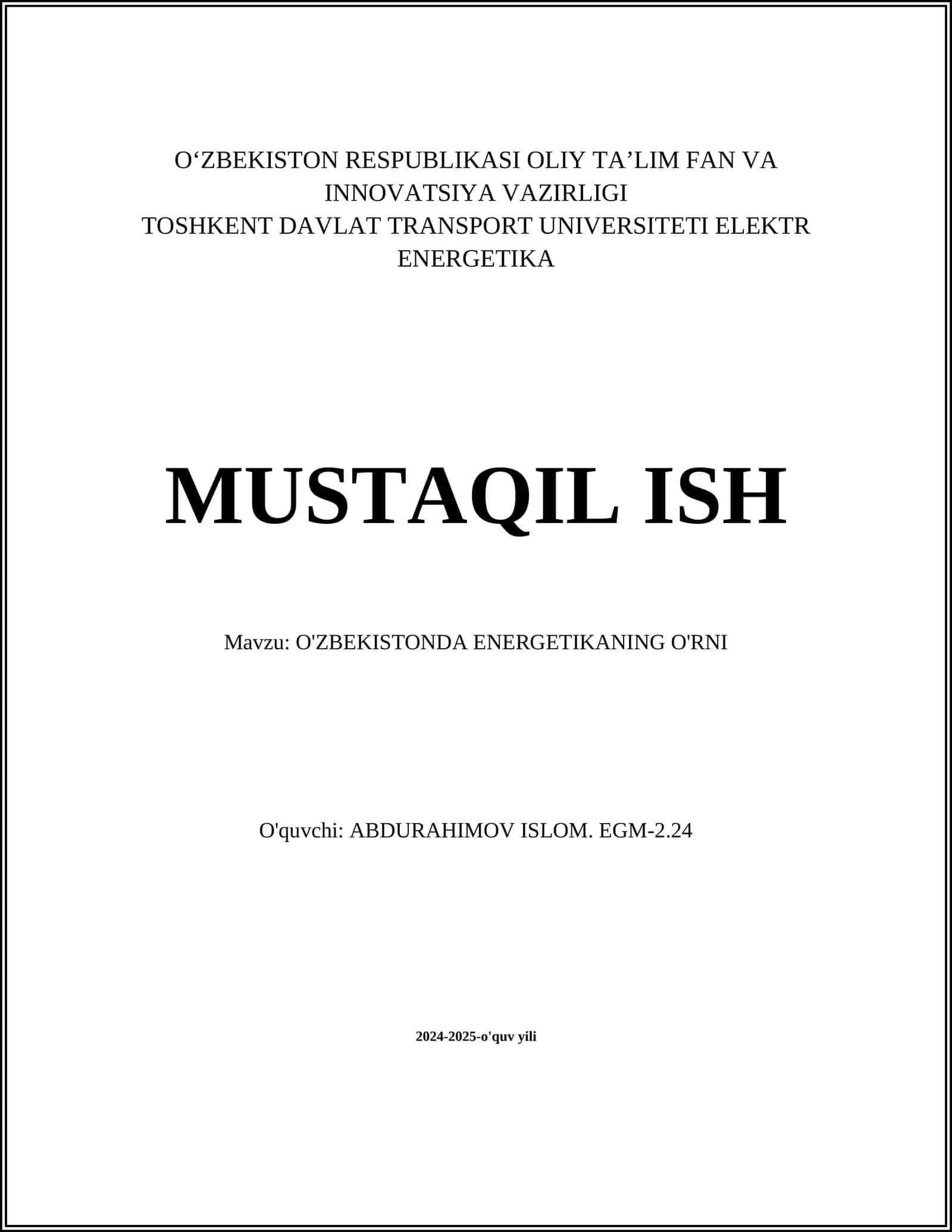 O'zbekistonda energetika sohasi tarixi 1