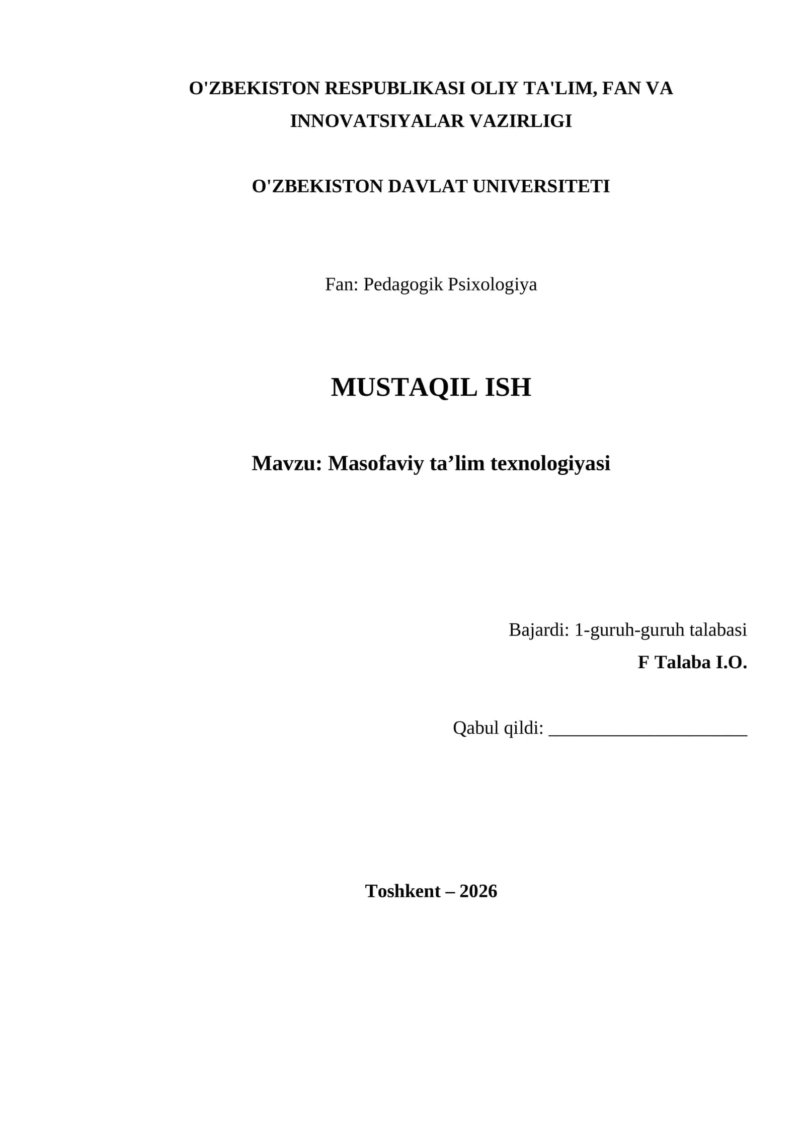 Masofaviy ta’lim texnologiyasi 1