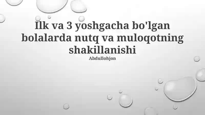 Nutq va Muloqot Rivojlanishi