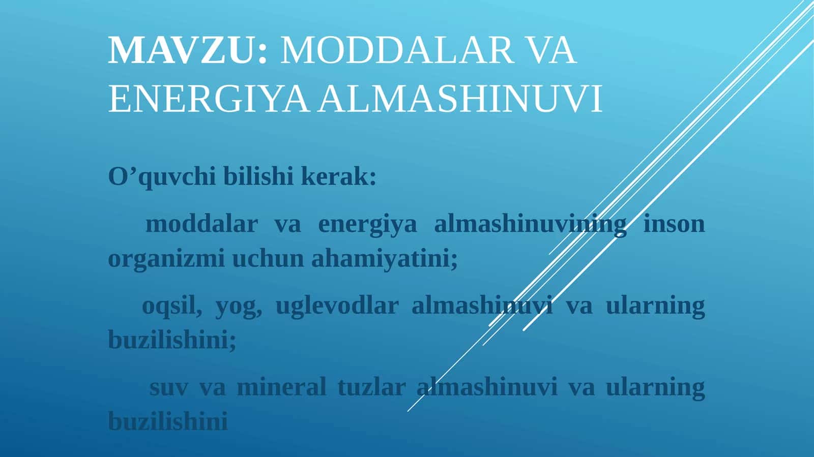 Moddalar va energiya almashtirish 1