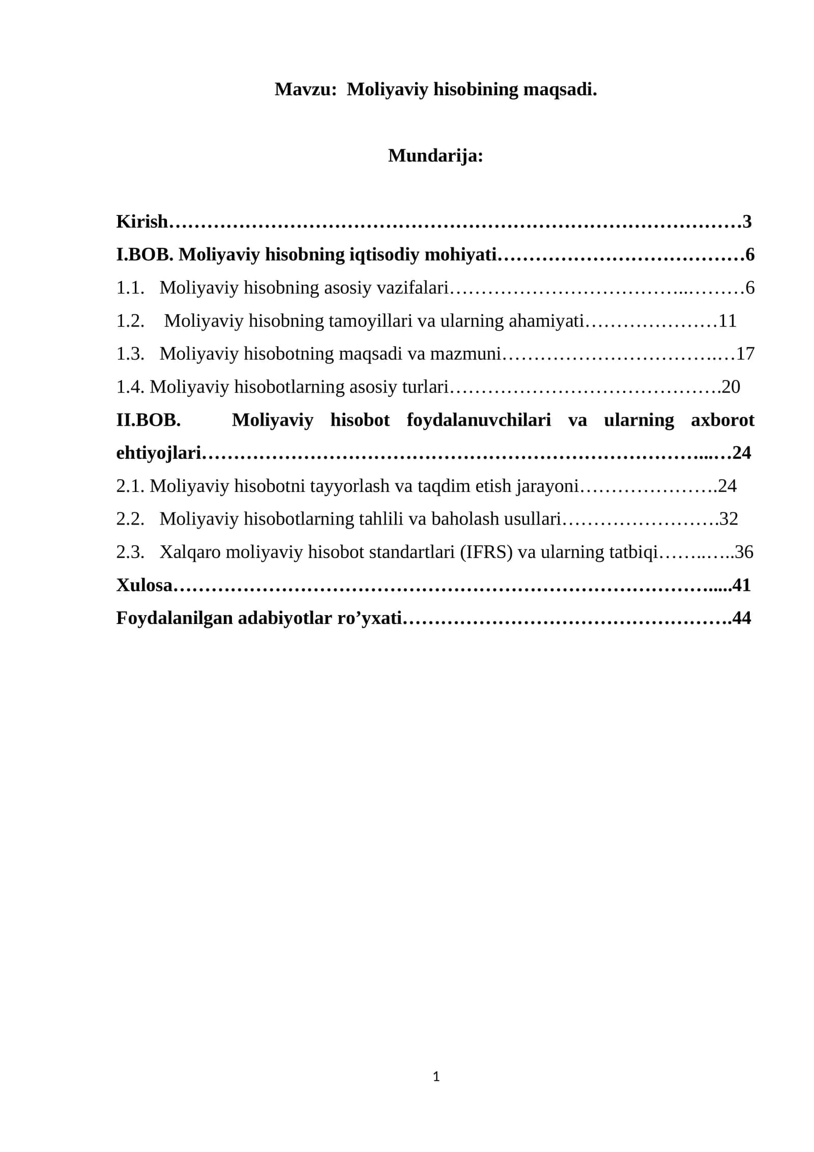 Moliyaviy hisobining maqsadi 1