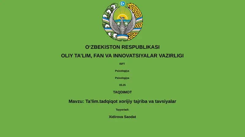 Ta'lim.tadqiqot xorijiy tajriba va tavsiyalar 1
