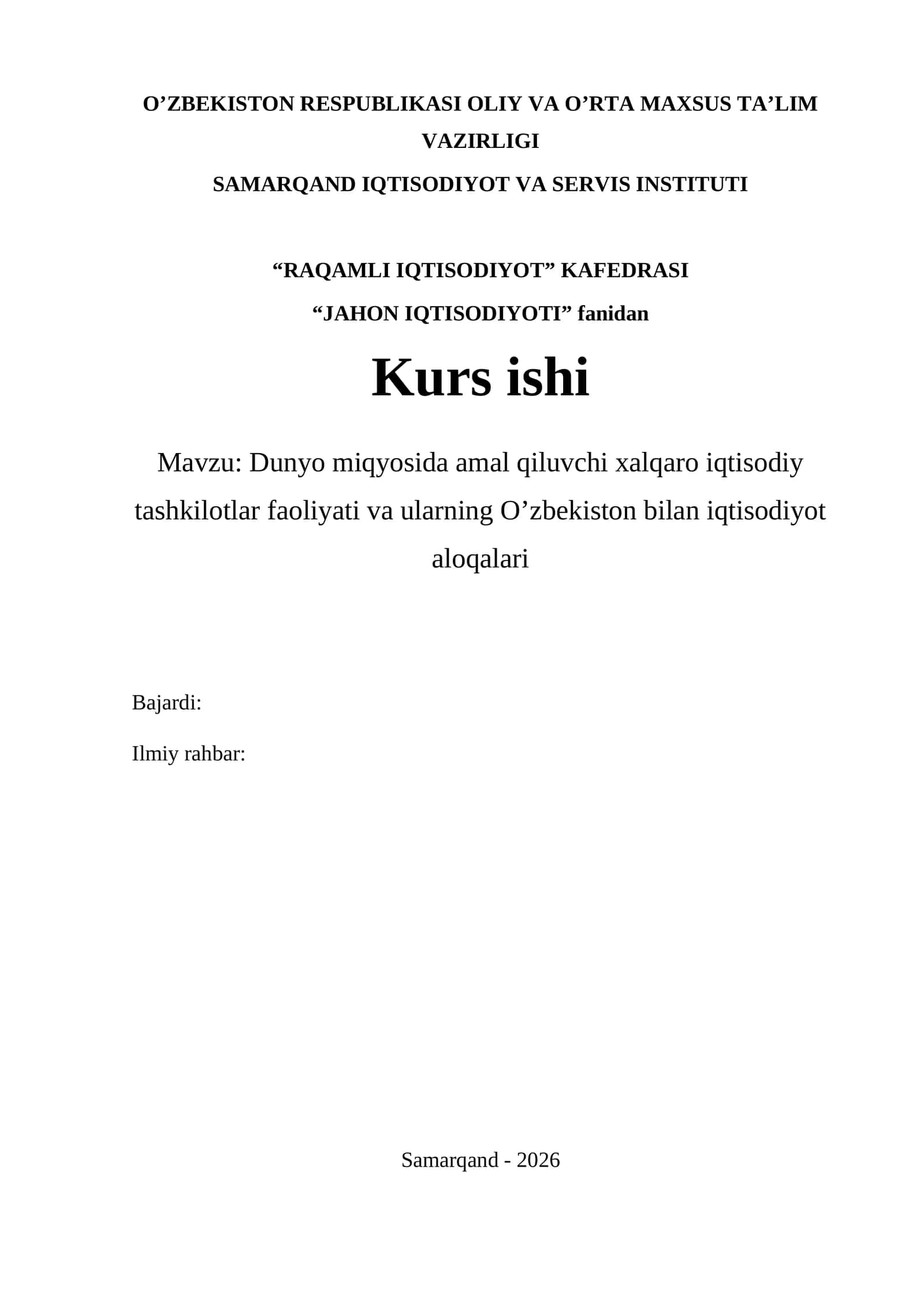 Jahon iqtisodiyoti 1