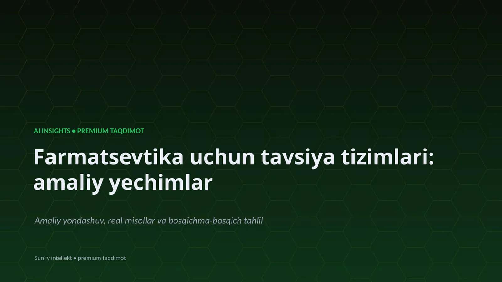 Farmatsevtika uchun tavsiya tizimlari: amaliy yechimlar 1