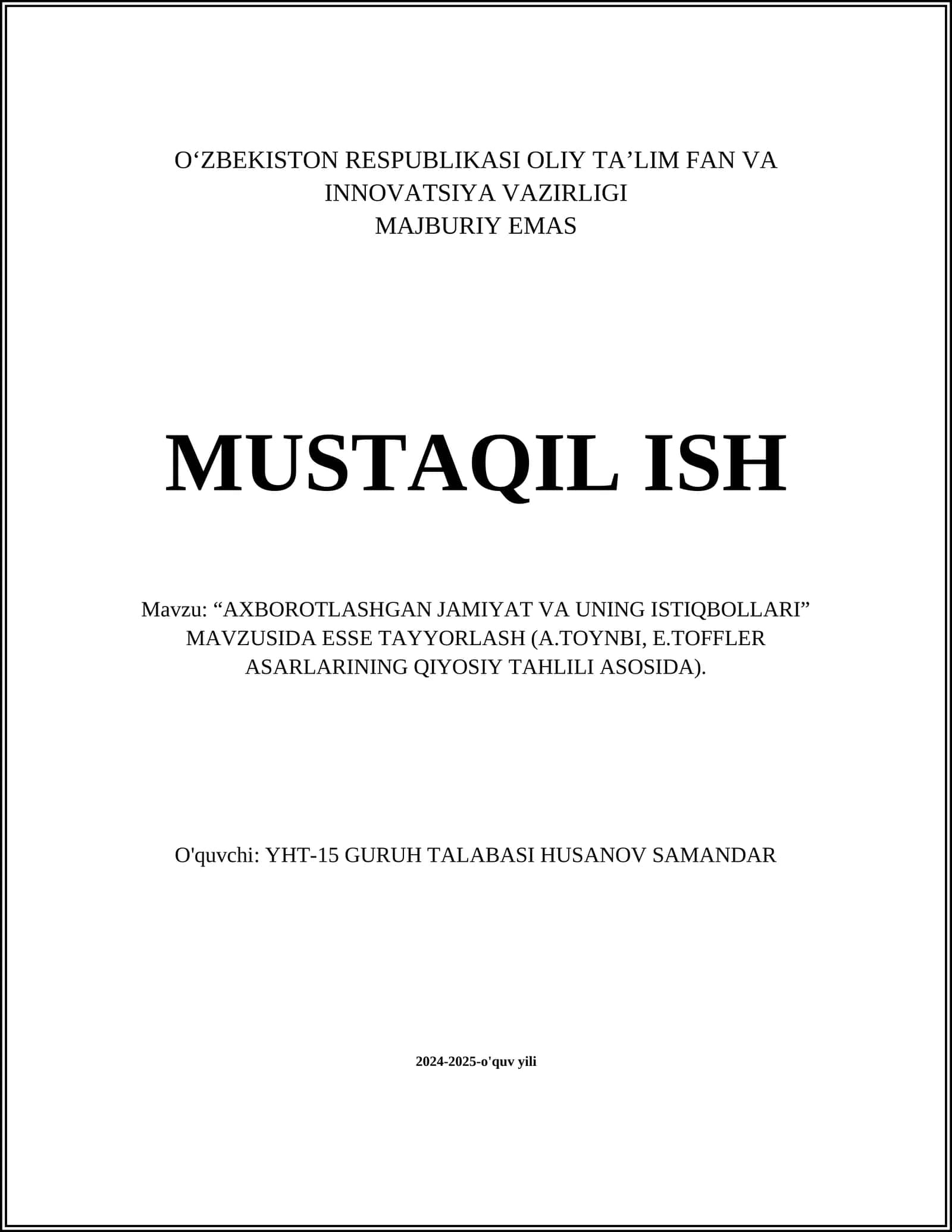 AXBOROTLASHGAN JAMIYAT VA UNING ISTIQBOLLARI 1