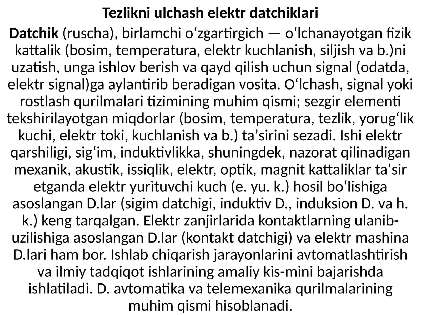 Tezlikni uldicha elektr datchiklari 1