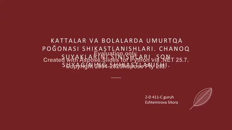 Kattalar va bolalarda umurtqa poğonasi shikastlanishlari. Chanoq suyaklarini sinishlari. Son suyagining shikastlanishi. 1