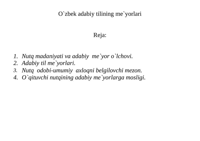 O‘zbek adabiy tilining me‘yorlari 1