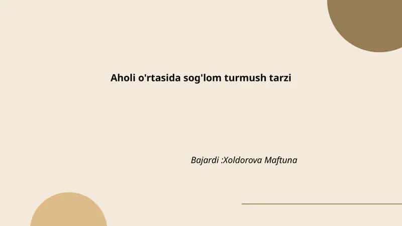 Sog'lom Turmush Tarzi 1
