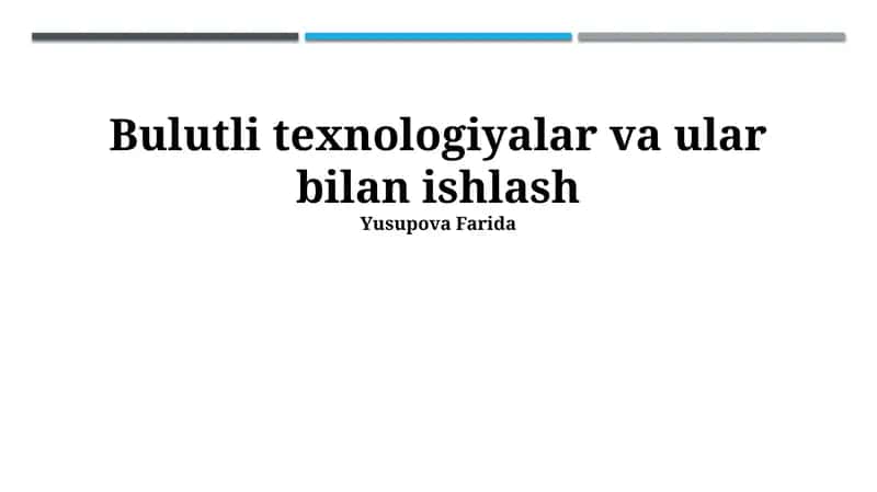 Bulut Xizmatlari bilan Ishlash 1